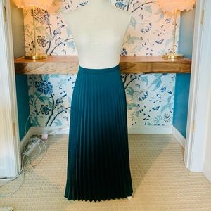 J Crew Green Pleated MIDI Skirt